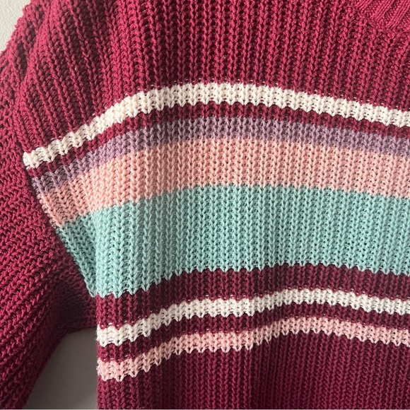 American Eagle Red Striped Knit Sweater Size Small - Picture 2 of 5
